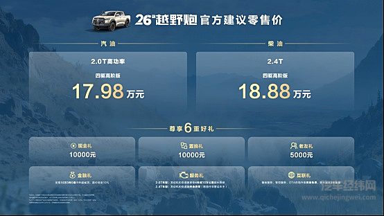 千锤百炼实力再进阶！2026款长城炮焕新上市9.98万元起