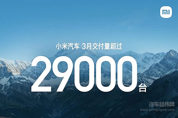 2025年3月 小米SU7交付量超29000台！