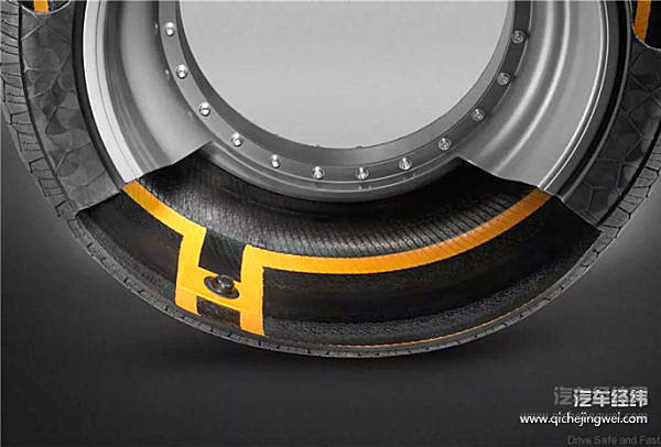 ContiSense利用内嵌在轮胎的传感器持续监测胎纹深度和温度，并通过导电橡胶将电信号发送至车载接收器，从而实现智能监测。