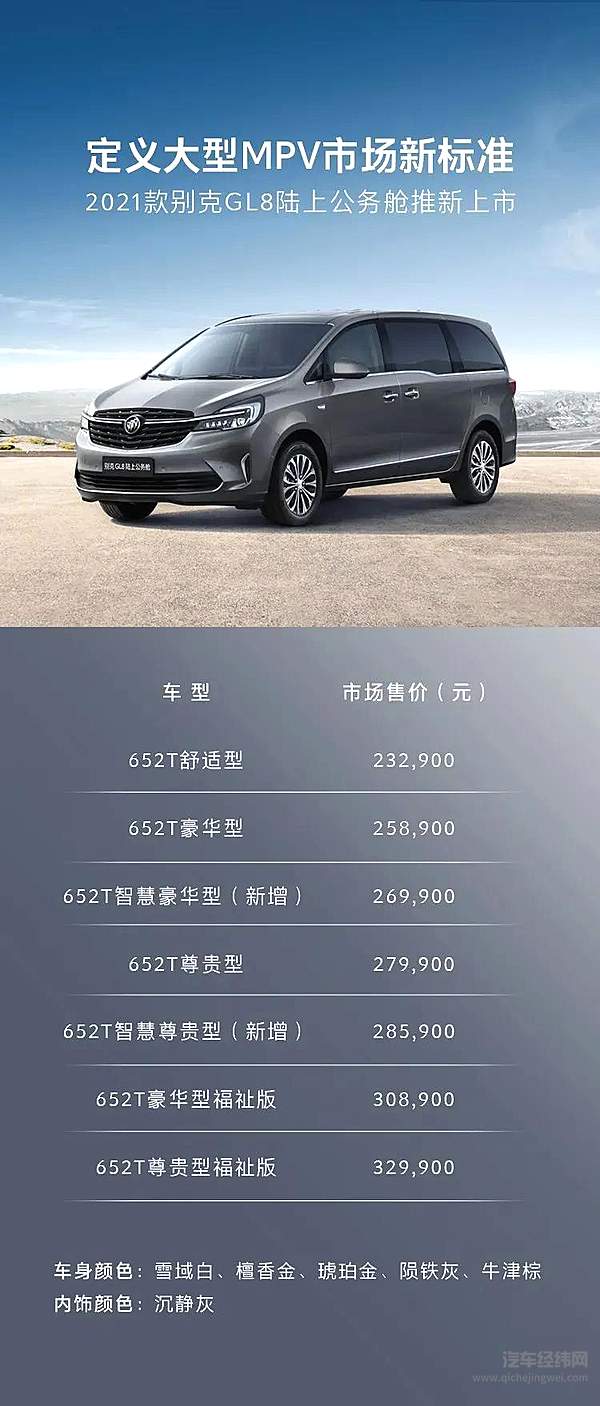 2021款别克GL8陆上公务舱推新上市 售价23.29万元-32.99万元