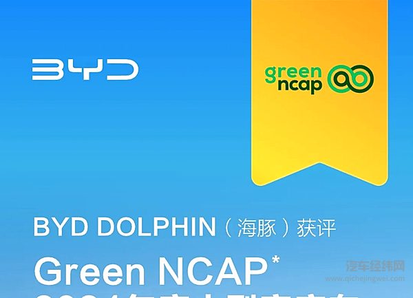 比亚迪海豚获评GreenNCAP2024年度小型家庭车
