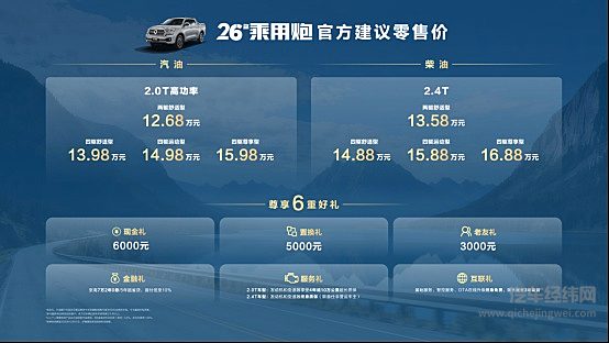 千锤百炼实力再进阶！2026款长城炮焕新上市9.98万元起