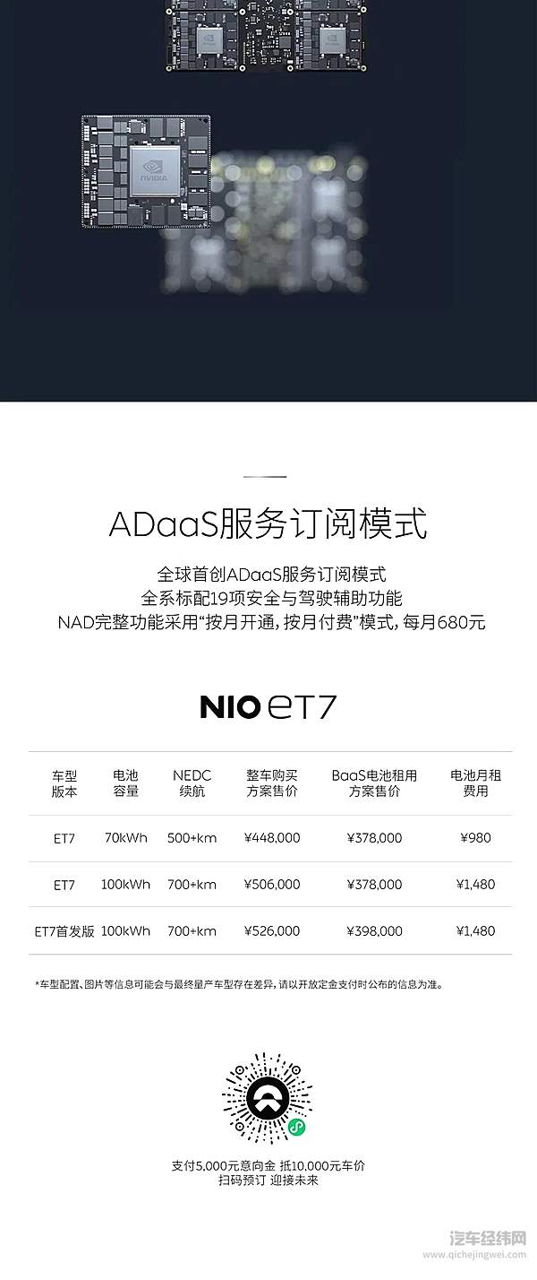 蔚来发布首款旗舰轿车ET7 全面升级