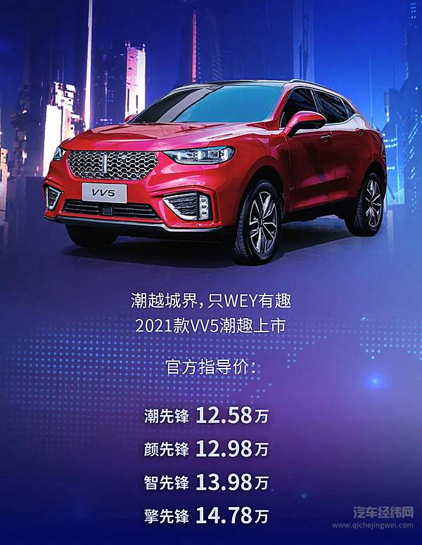 2021款VV5现已上市 12.58万元起售