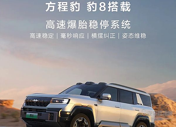 方程豹豹8顶级安全标杆 搭载高速爆胎稳停系统