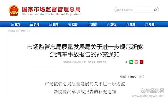 国家市场监管总局：新能源车起火12小时内上报