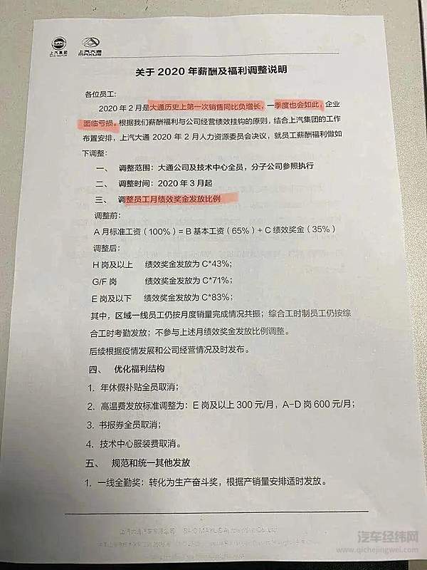 车企降薪自救闯难关