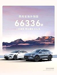 比亚迪1月销售300538辆 含乘用车海外销售66336辆