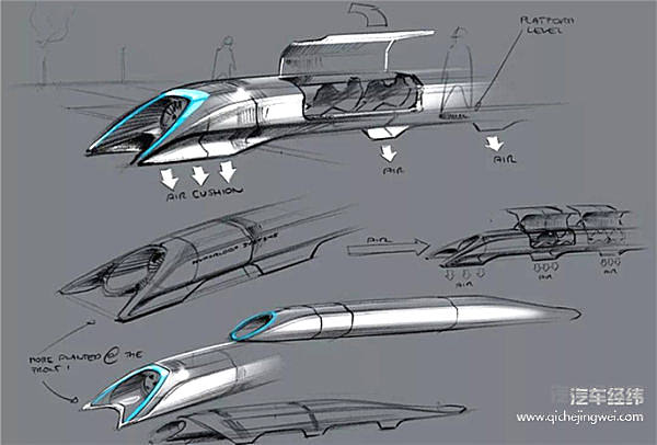 2013年马斯克关于 Hyperloop 畅想的草图