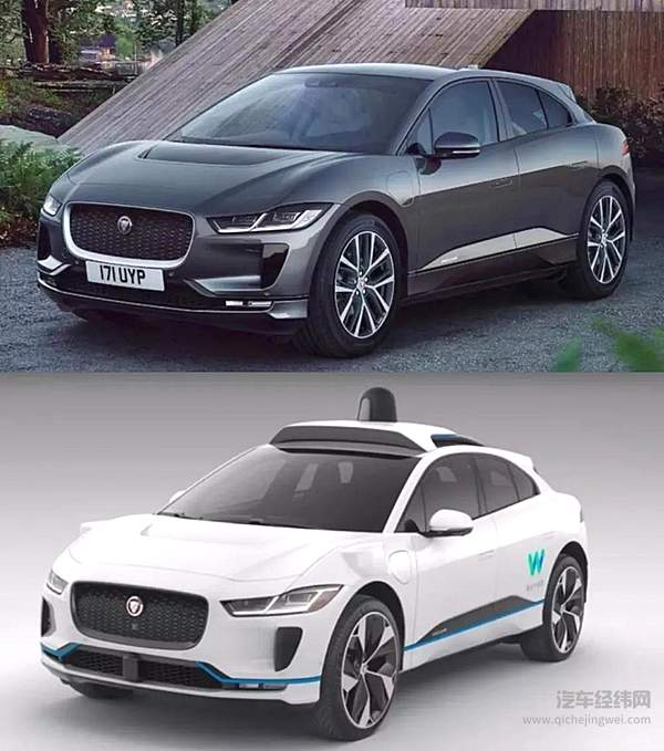 捷豹I-Pace（上）与Waymo改装版（下）对比