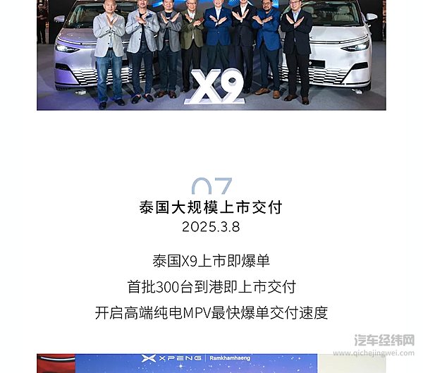 小鹏X9泰国交付 全球市场迎来高端MPV新选择