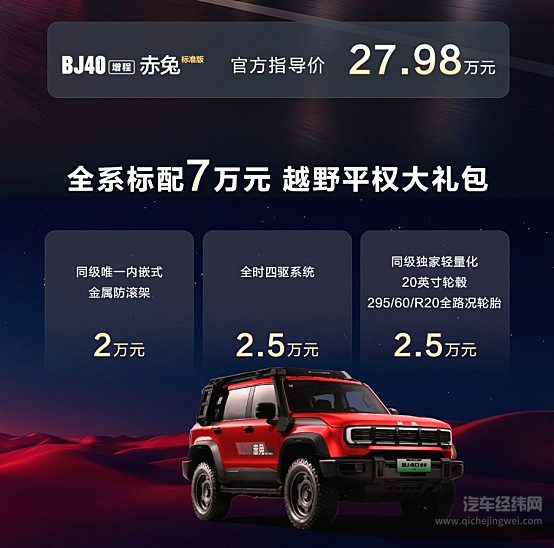 BJ40家族上新三款车 BJ40增程悦野飞行版预售价24.78万元