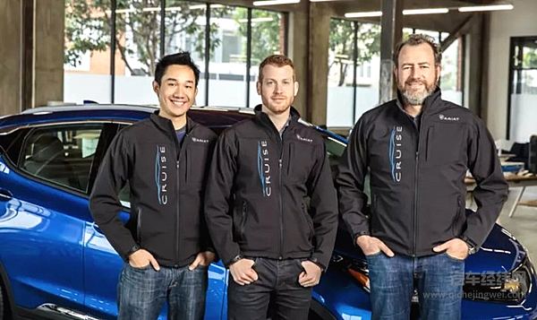 左起：Cruise联合创始人Daniel Kan、Kyle Vogt以及前任CEO Dan Ammann