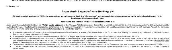 阿斯顿马丁“卖身”F1车队老板 中国买家拒接烫手山芋？