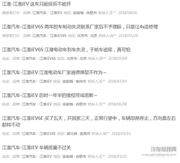 来源：汽车投诉网