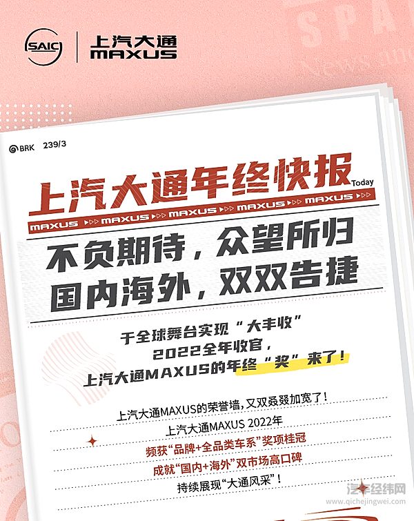 上汽大通2022年终“奖”来了