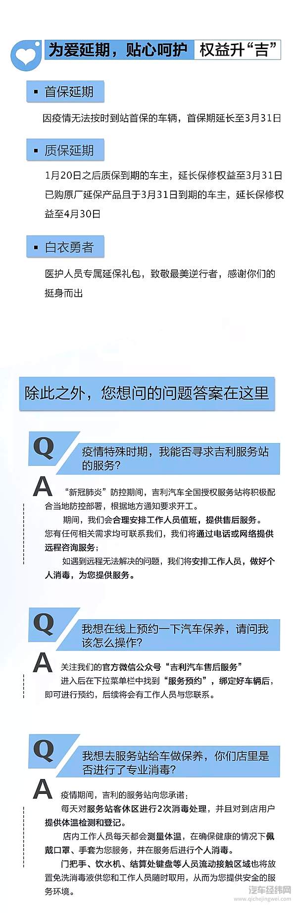 吉利、宝马等发布用户关爱计划 多家车企继续捐款捐物