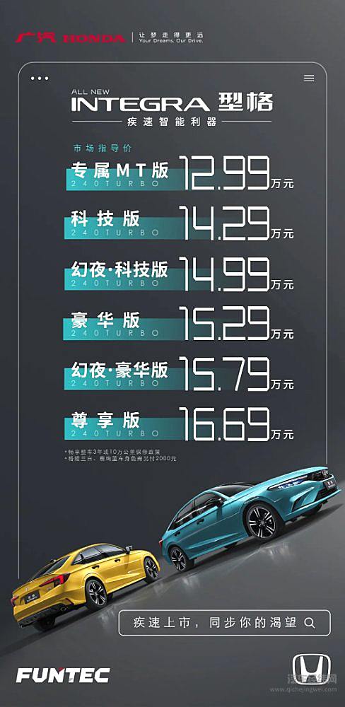 广汽本田型格上市 紧凑级轿车市场有颜有力的“硬货”