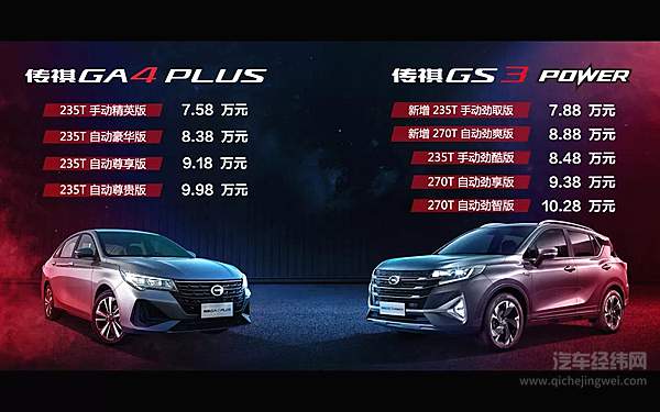 传祺GA4 PLUS & GS3 POWER 劲·省上市 解锁“超省国民家轿”