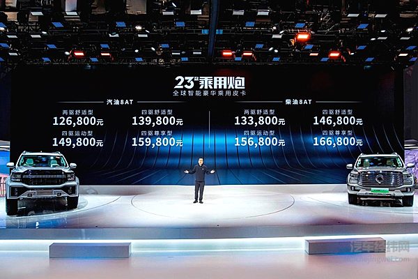 售价12.68万元起 全球智能豪华皮卡2023款乘用炮“智”领上市