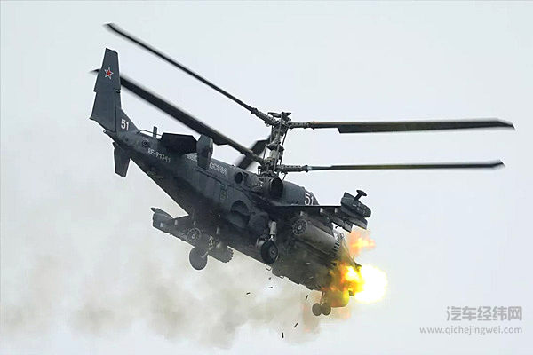 直升机极速榜第5名：俄罗斯卡-52“短吻鳄”攻击直升机