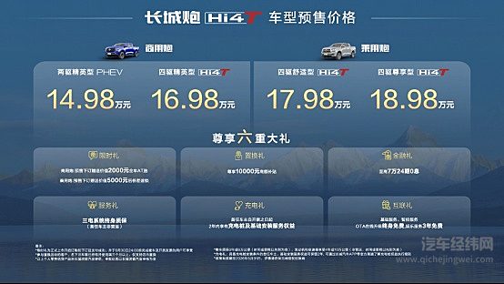 真新能源皮卡来了 14.98万元起 长城炮Hi4-T重磅预售