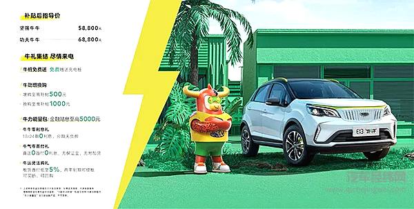 几何进军纯电小车市场 EX3丨功夫牛上市售价5.88-6.88万元