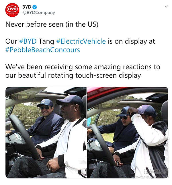 比亚迪唐EV抢镜圆石滩车展！