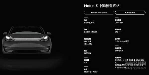 Model 3标准续航升级版规格